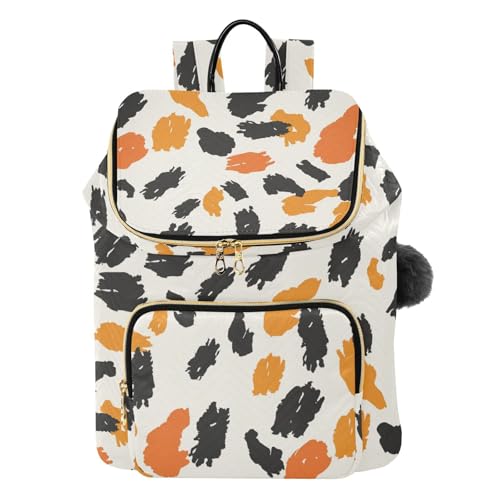 KLL Black Oringe Animal Print Women Backpack Premium Casual Daily Travel Backpack for Daily Workout Trip