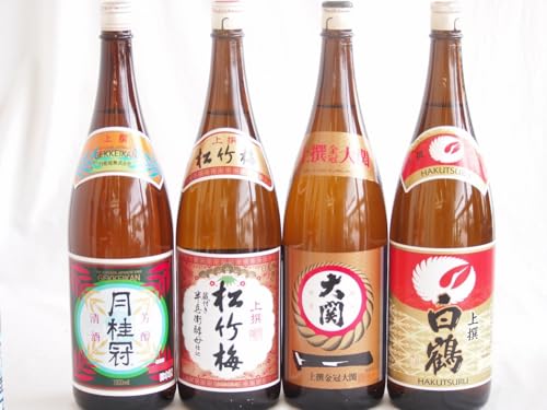祝い酒日本酒 4本セット(大関 上撰金冠 清酒(兵庫県) 月桂冠 上撰 清酒(京都府) 白鶴 上撰 清酒(兵庫県) 松竹梅 上撰 清酒(兵庫県)) 1800ml×4本