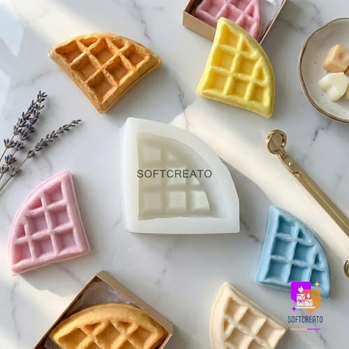 Image of Silicone Candle Mould Triangle Waffle Cake Slice | Decorative Dessert Shape | Candle Making Mould for Wax, Resin, Soap | Aesthetic Food Theme Craft (Waffle Triangle)