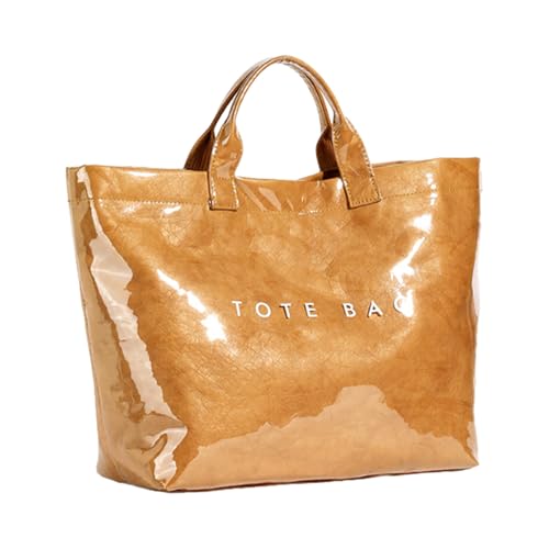 de papel impresa con letras – Bolso de mano de estilo vintage para mujer, de compra de material, espaciosa de transporte ecológica, diseño casual para viajeros | Práctico