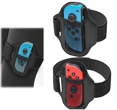 Dumhuts 2 Stück Beingurte kompatibel mit Nintendo Switch Sports Soccer/Ring Fit Adventure - Verstellbare Beingurte für Switch OLED/Switch, Elastische Gurte für Erwachsene und Kinder
