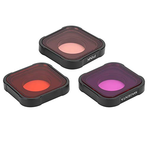 Ensemble de Filtres de Plongée pour Objectif de Filtre D'appareil Photo 3 en 1, Filtre D'objectif Rouge/rose/violet, Ensemble de Filtres de Plongée Sous-marine à Lentille en Verre Optique, Housse de P