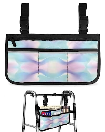 Colorful Ombre Wheelchair Side Bag Walker Bag, Abstract Art Gradient Wheelchair Accessories Armrest Pouch, Organizer Storage Bag for Walkers, Rollators, Scooters, 7.3''x13''
