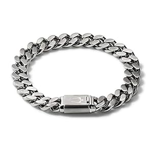 Bulova Jewelry Men's Classic Stainless Steel Chain Link Bracelet with Clasp Closure