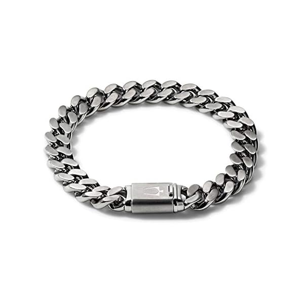 Bulova-Mens-Classic-Stainless-Steel-Chain-Link-Bracelet-with-Brushed-Signature-Clasp-Model-J96B016M-Silver-Tone Bulova Jewelry Men's Classic Stainless Steel Chain Link Bracelet with Clasp Closure