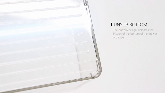 Hudgan 8 Pack Clear Plastic Drawer Organizer Bins Set, Stackable Cutlery Storage Bins Trays for Organizing Kitchen, Bathroom, Office, Crafts, Gadgets, Cabinet Supplies