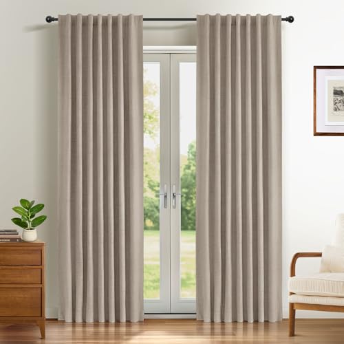 INOVADAY 100% Cortinas Opacas 2 Piezas Cortinas Termicas Aislantes Frio y Calor, Cortina Salon Dormitorio 140x245 CM, Lino