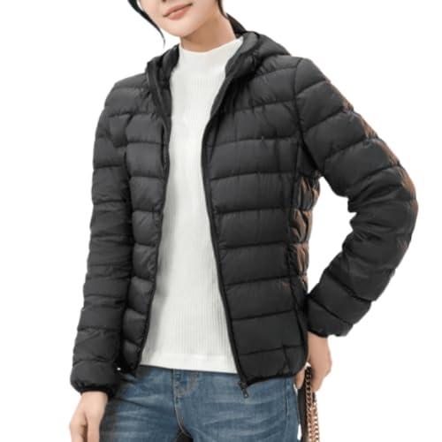 Puff Jackets for Women Lightweight Long Sleeve Zip Up Down Coat 2025 Fall Quilted Outwear with Hood