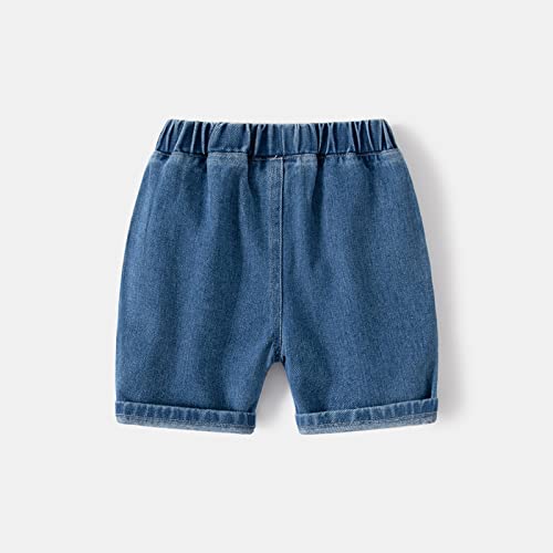 Girls Boys Baggy Denim Shorts Solid Summer Casual Comfy Short Jeans Elastic Waist Roll Up Pants with Pocket2