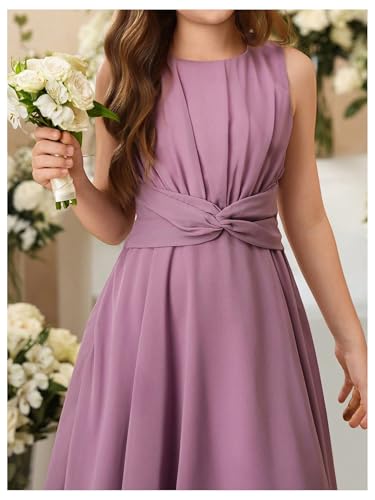 SHENHE Girl's Chiffon Flowy Dress Sleeveless Tiered Swing Bridesmaid Flower Girl Party Dress4