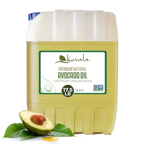Image of Kevala Avocado Oil - Bulk Size | Cold Pressed | Non‑GMO Project Verified & Kosher | Multipurpose for High Smoke Point Cooking, Roasting, Sauteing & Skin Moisturizing - Kitchen Staple - 17.5 LB