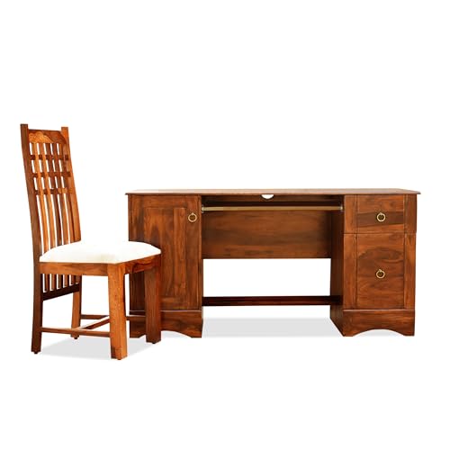 Image of Solid Sheesham Wood Study Table for Adults | Computer Table for Home | Wooden Writing Desk | Office Table for Office Work | Work from Home Table with 2 Drawers (8)