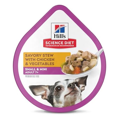 Hill's Science Diet Wet Dog Food, Adult 7+ For Senior Dogs, Small Paws For Small Breeds, Savory Stew Chicken & Vegetables, 3.5 oz. Cans, 12-Pack Cover