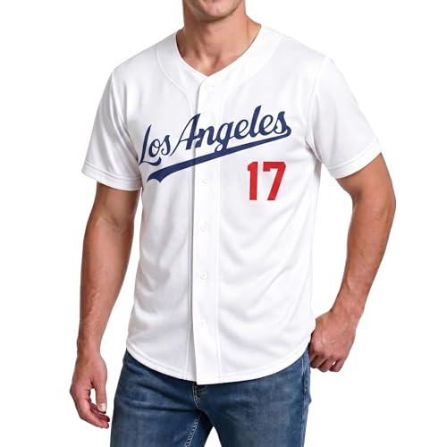 Baseball Jersey Shirt Men Baseball Player T-Shirt Game Day Fans Graphic Tees Quick-Dry Button up Short Sleeve White