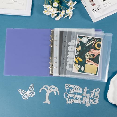 Image of UNIMEIX 12 Pcs 2-in-1 Stamp and Die Storage Refill Pages Reusable Storage Cases Seal Bags Transparent Plastic Folders for Cutting Dies Stencil Embossing Crafts (6.3 inch x 7.6 inch)