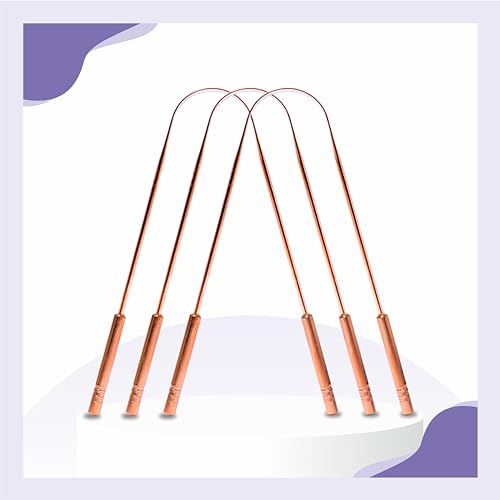 Image of Heavy Copper Tongue Scrapper for Oral Health with Heavy Handle for Better Grip Pack of 3
