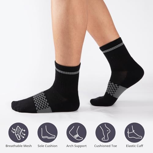 COOVAN Mens Atheltic Quarter Socks Cotton Thick Cushioned Moisture Wicking Running Sports Work Socks(8 Pairs)3