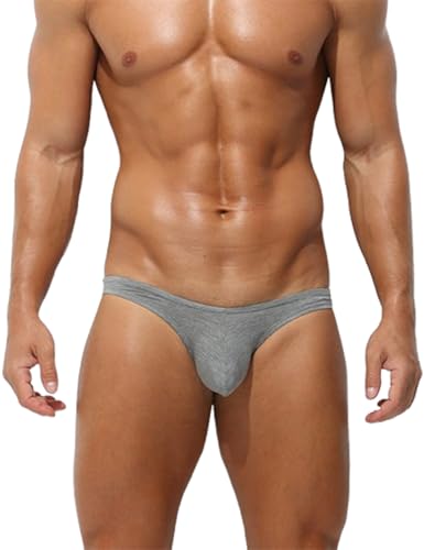 Men's Sexy Briefs, Low Waist three-dimensional Bikini underwear Grey