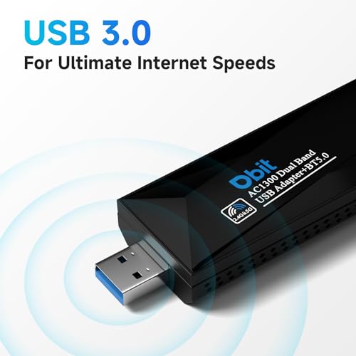 DBIT AC1300 USB WiFi Adapter EDR BT 5.0 Dongle 2.4G/5G Dual Band Wireless Network Adapter for PC Desktop, MU-MIMO, USB 3.0, Supports Windows 11, 10, 8.1, 8, 7, XP/Mac OS X 10.9-10.15 - Thumbnail 3