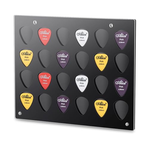 Teenyyou Rectangle Guitar Pick Display Case Holder Wall Mountable Guitar Pick Storage Holder Case Gifts for Men Music Lovers Players Guitarist Collectible Decoration(Black-2)