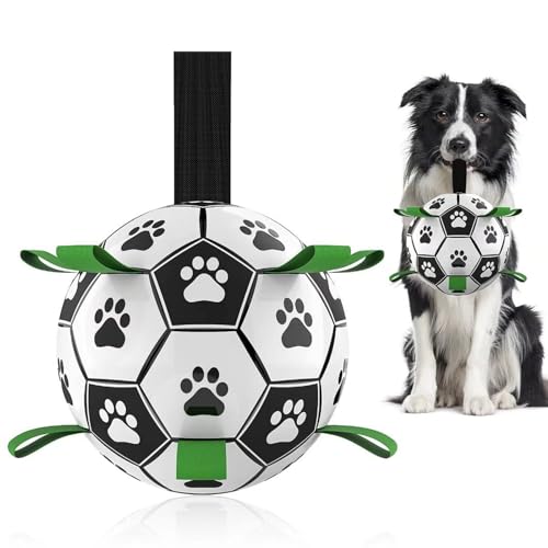 HETOO HundeBälle unzerstörbar Hundespielzeug Ball, Hundefußball mit Griff, Fußball für Hunde, Wasserspielzeug Hunde, Hunde Geburtstagsgeschenke, Hundebälle mit Pumpe für mittelgroße/große Hunde