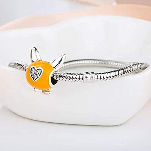 BOLENVI Pembroke Welsh Corgi Enamel CZ Dog Head 925 Sterling Silver Charm Bead For Pandora & Similar Charm Bracelets or Necklaces - Image 2