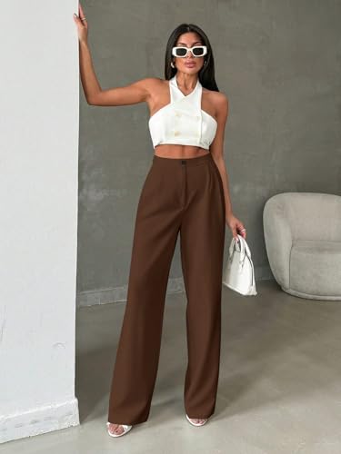 Image of Toochki Trousers for Woman Pants Women's Formal Office Korean | Black Track Pant | Straight | Cotton Spandex Stretchable Trouser | High-Waisted Bottom Wear