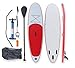 BYCDD Tabla de Paddle Surf Hinchable, Antideslizante de la Cubierta Tabla de Surf Sup Paddle con Ajustable, Aleta, Bomba de Mano, Mochila y Kit de reparación,Red_335X79CM