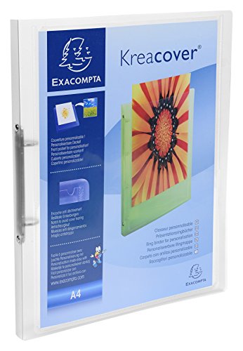 Exacompta - réf. 54960E - Lot de 5 classeurs PP souples personnalisables 1 poche - 2 anneaux ronds diamètre 15 mm - Dimensions extérieures : 32 x 25 cm - Format à classer A4 - Coloris : incolore