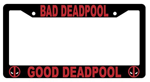 GSF Frames Bad Deadpool Good Deadpool Black Plastic License Plate Frame Deadpool