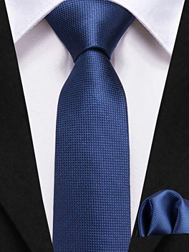Image of Hi-Tie Father and Son Tie Set Striped Plaid Ties for Men and Boys Silk Necktie Pocket Square Set for Wedding Gifts