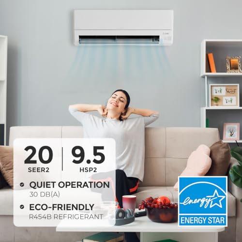 Image of Mitsubishi 18000 BTU 20 SEER2 HX-Series Mini Split Heat Pump System with 15ft Line Set & Installation Kit - R454B Single Zone | High Efficiency Wall Mounted Ductless AC /Heating Unit