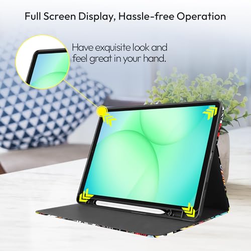 Image of Robustrion Cover for Samsung Galaxy Tab A11 Plus Cover Case 11 inch, Folio Cover Case for Samsung Galaxy Tab A11 Plus Cover /Tab A11+ Tablet Cover with Pencil Holder - Hippy