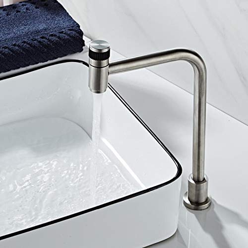 Interruptor de rotación de 45 °, grifo de agua de níquel cepillado de acero inoxidable, grifos de lavabo de baño, grifos de fregadero fríos individuales (Color : 2017A73-3)