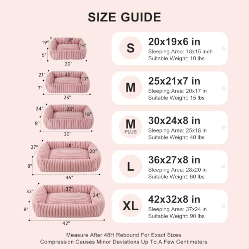 Image of FURTIME Dog Bed for Small Dogs, Washable Orthopedic Dog Bed with Removable Cover, Rectangle Soft Calming Sleeping Puppy Bed Durable Pet Cuddler with Anti-Slip Bottom