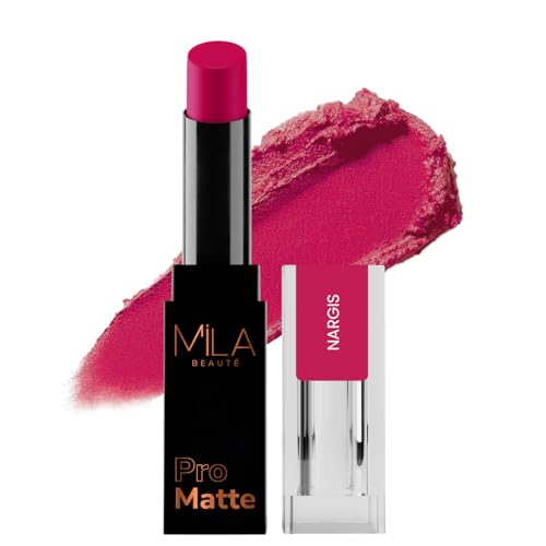 Image of Mila Beaute Pro Matte Lipstick | Highly Pigmented & Long lasting | Semi Matte Finish | Light Weight Lipstick | Single Swipe Application | Luxurious Lip Color | Shade - (Nargis, 4.2g)