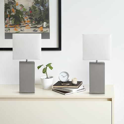 Lámpara de mesa moderna con base de cuero, 2 unidades miniatura 3