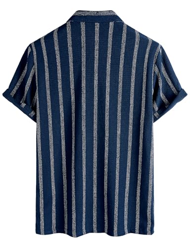 Mens Casual Polo Shirts Short Sleeve Summer Vacation Beach Golf Shirt | Lightweight, Stretchy, Textured, Striped, Golf, Collared, Vintage, Party, Office, Holiday, Wedding, Daily, Business, Fashion miniatura 5
