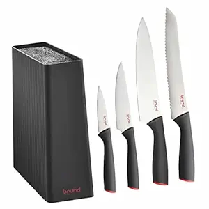 Brund By Scanpan 14053200 Brund Easycut 5pc Knife Block Set Cutlery, Black