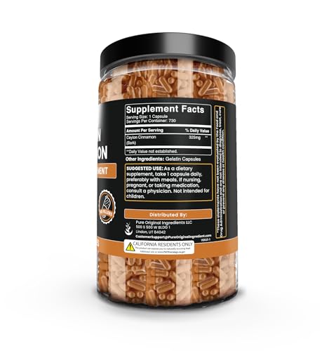image for PURE ORIGINAL INGREDIENTS Ceylon Cinnamon (730 Capsules) No Magnesium 