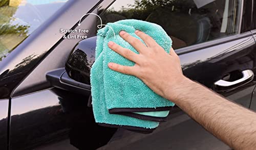 Image of SOFTSPUN Microfiber Cloth for Car - 800 GSM, 50x60 cms, 1 Pcs, Aqua Blue Twisted Loop Super Absorbent Towel - Edgeless Design with Plush Pile and Lint Free Cloth for Drying and Detailing.