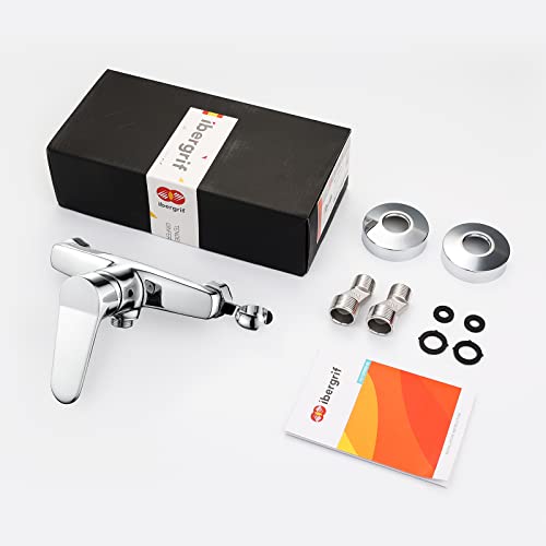 Ibergrif Duscharmatur, Einhand-Brausebatterie, Wandmontage, Wasserhahn Dusche Einhebelmischer, mit Duschkopfhalterung, Chrom M12059-1