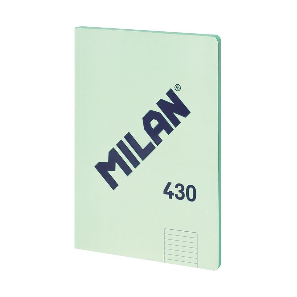MILAN® Libreta encolada A4, papel pautado a líneas, 48 hojas A4, papel de 95gr/m² serie 1918, verde