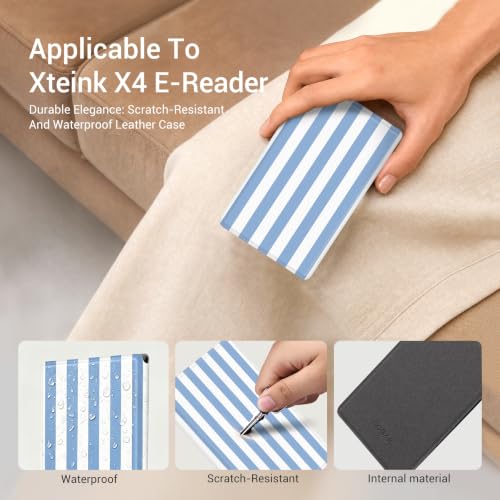 Image of CoBak Magnetic Case for XTEINK X4, Ultra-Lightweight Protective Cover for Xteink X4 E-Reader, Secure Magnetic Attachment(Blue & White)