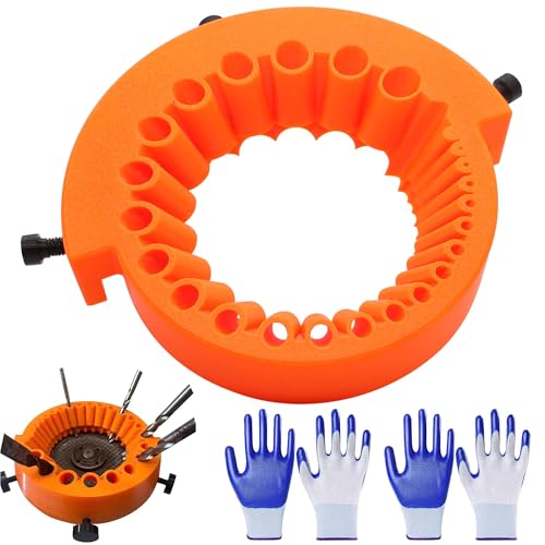 Liznkjious Drill Bit Sharpener for Grinder, 125 mm Angle Grinder Drill Bit Sharpener for 2 to 13mm Drill Bits Grinding, afilador de brocas Sharpening Jig Tool with 2 Pair of Gloves