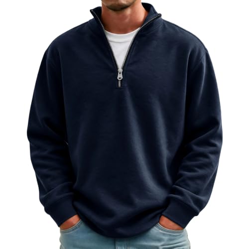 Fleece Sweatshirt Men Comfy Quarter Zip 1/4 Zip Pullover Sweat Shirts - image 1