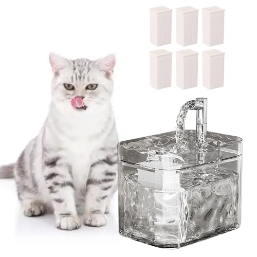 MANON ROSA Cat Water Fountain, Automatic Pet Water Dispenser with Quiet Pump & 6 Replacement Filters, Healthy Hydration Supplies for Cats & Small Dogs - Indoor Drinking Fountain
