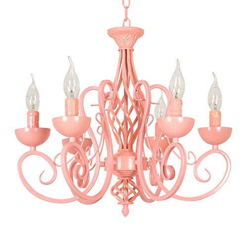 Lindas lámparas Colgantes de Techo para habitación de niños mediterráneos, lámparas Colgantes para Dormitorio de niño y niña, lámpara Colgante para habitación de bebé (Rosa)