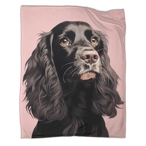 Couverture Cocker Spaniel 3D plaid polaire doux salon - 3
