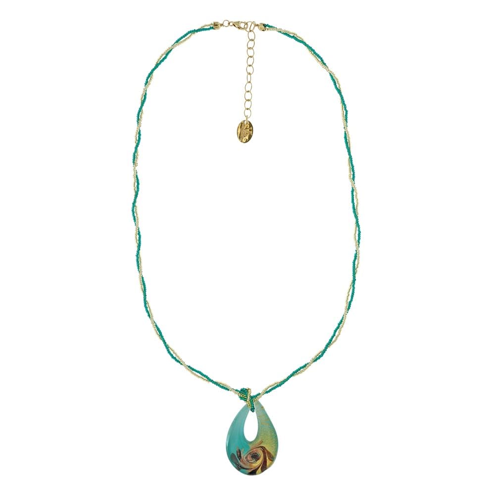 Venetiaurum - Collar para Mujer con Colgante Gota en Cristal de Murano Original y Plata 925 - Joya Made in Italy Certificada